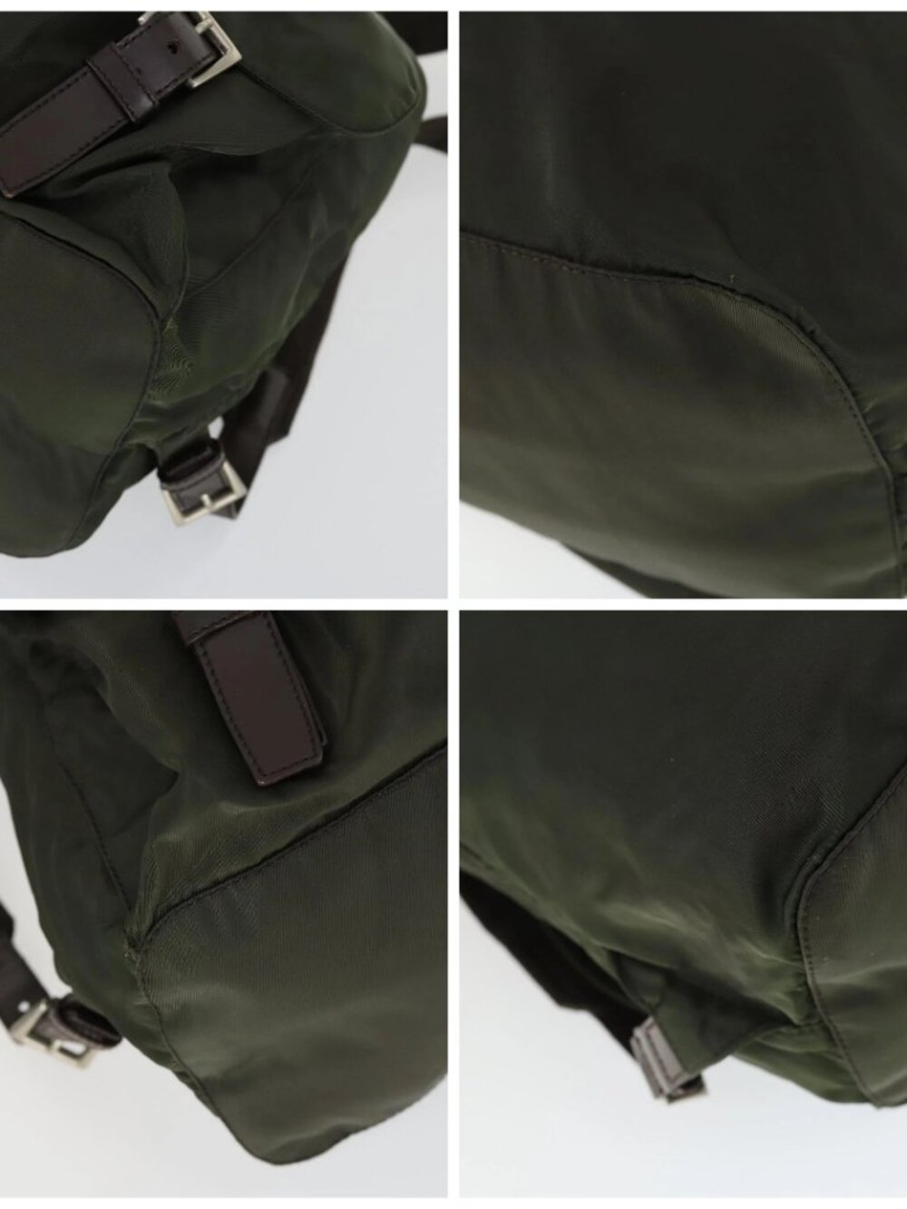 PRADA Backpack Nylon Khaki Silver Auth 165432 - Picture 14 of 16
